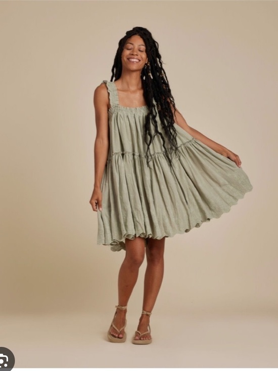 Rylee + Cru Dresses & Skirts - Rylee + Cru Grapevine Embroidered Tiered Dress - Sage